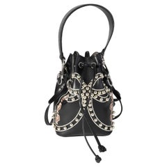 Fendi Black Leather Studded Bow Mon Tresor Bucket Bag