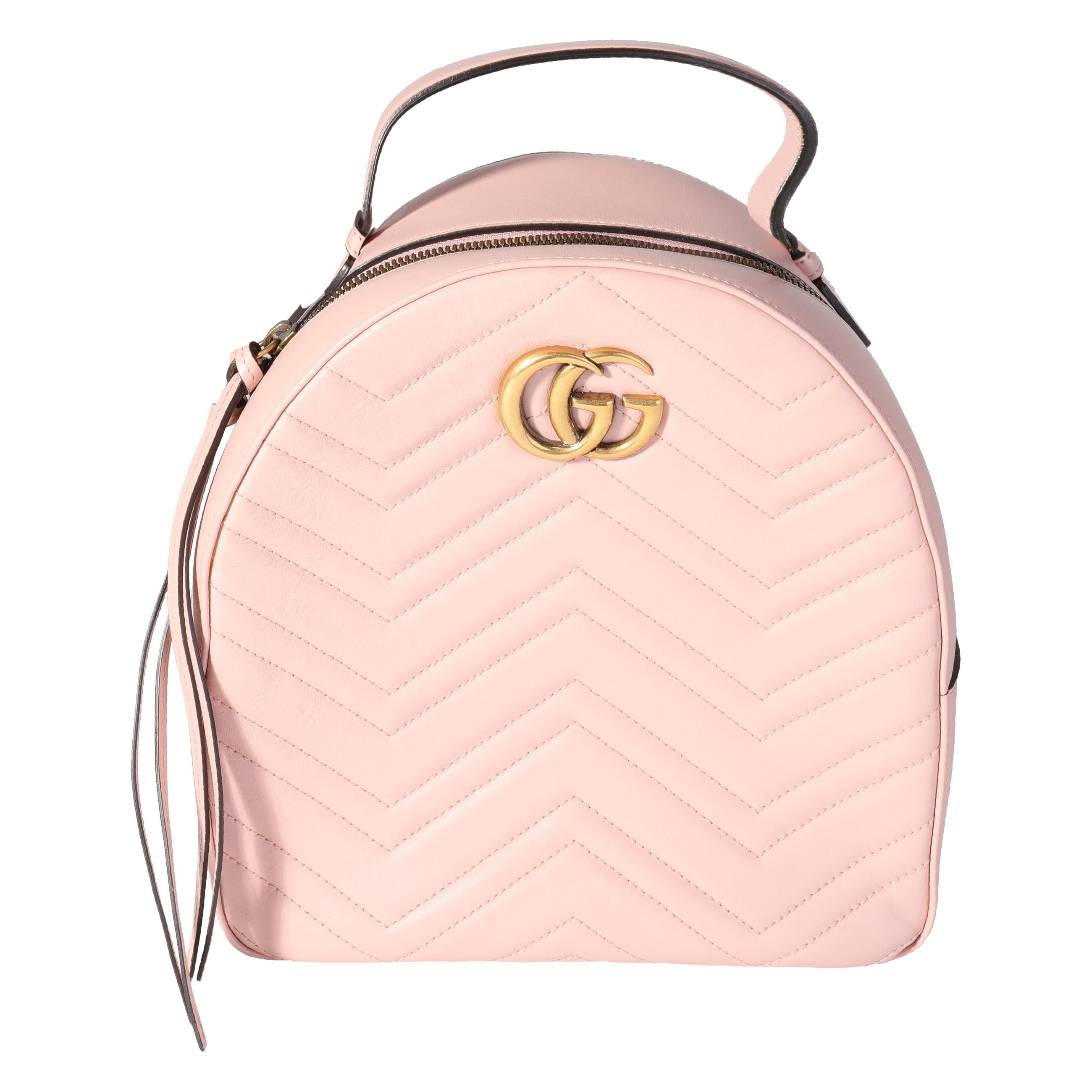 Gucci Pink Matelassé Calfskin GG Marmont Dome Backpack