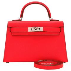 Hermes Rouge Tomate Epsom Sellier Kelly 20cm Palladium Hardware