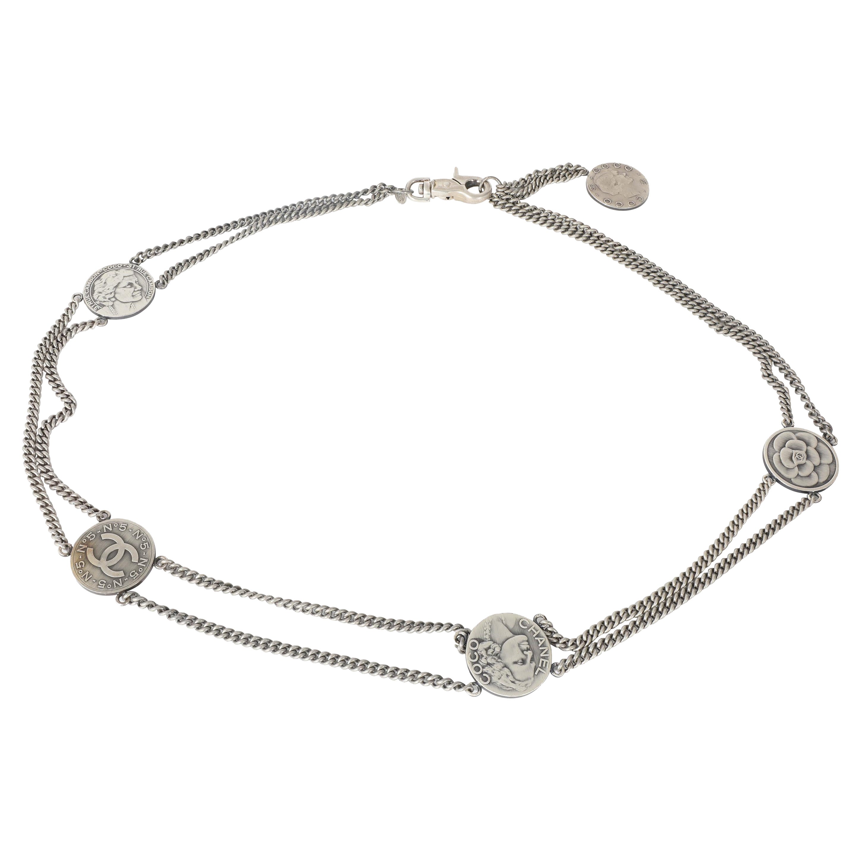 Chanel 2008 A Coco Medallion Belt Silver-Toned For Sale
