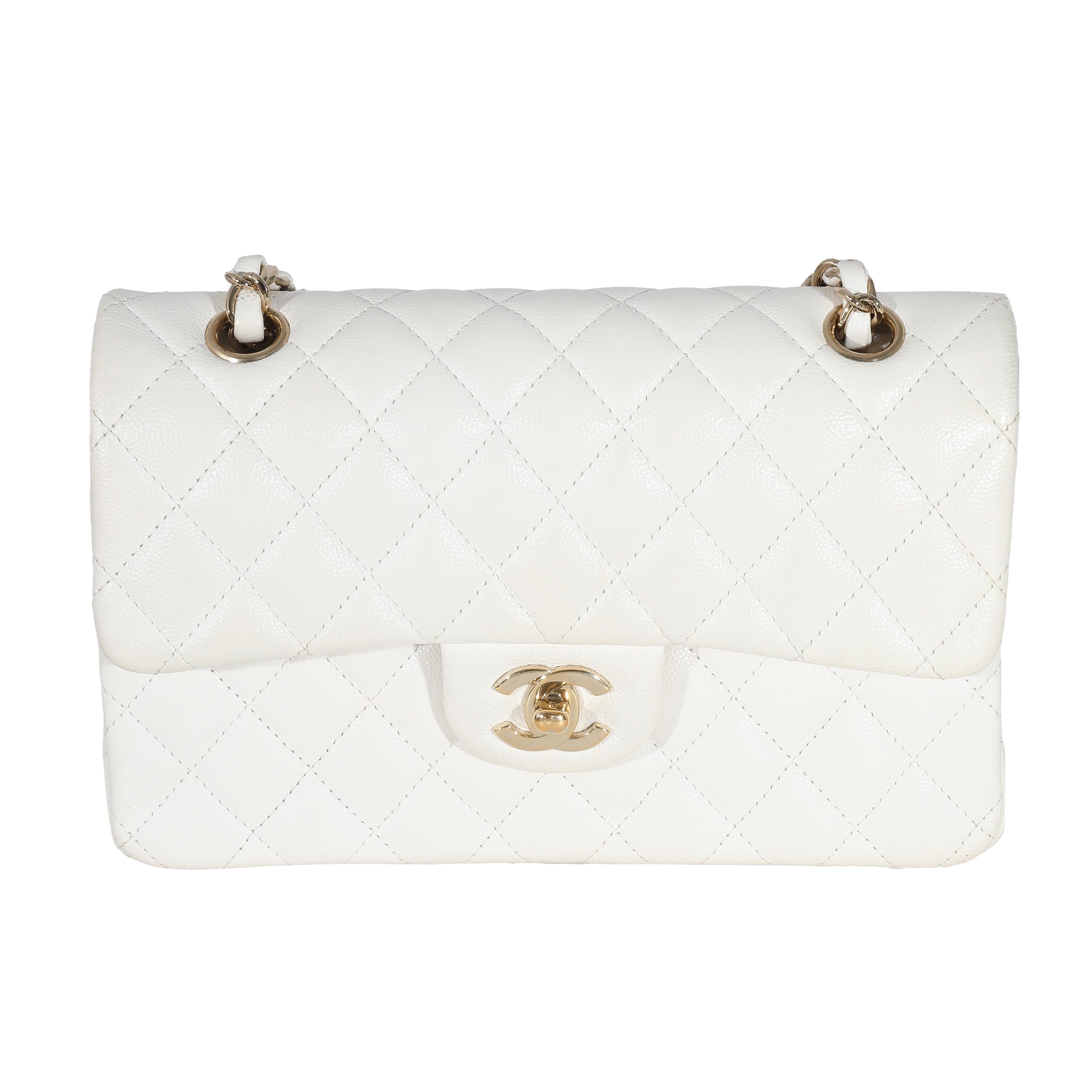 Chanel White Quilted Small Classic Double Flap Bag For Sale