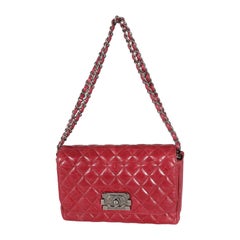 Chanel 12P Red Glazed Calfskin Veau Brilliante Flap Bag