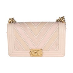 Chanel Beige Caviar Suede Calfskin Chevron Medium Boy Handbag