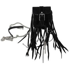 Saint Laurent Nano Black Suede Bag with Silver Hardware