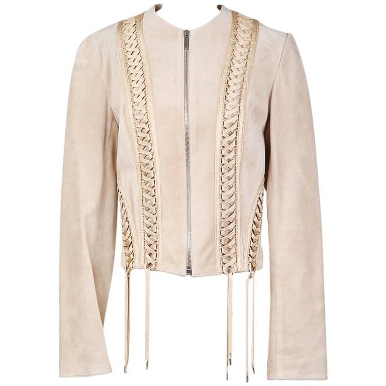 Galliano for Dior Suede Corset Lace Up Jacket circa late 1990s at