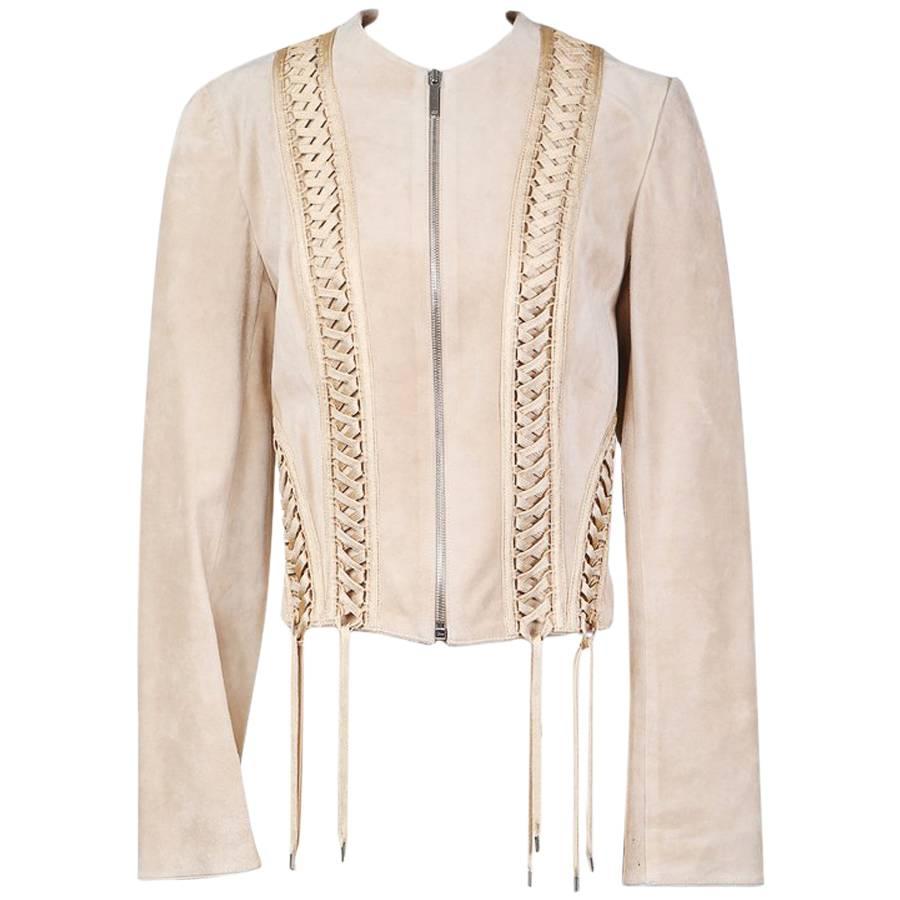 Galliano for Dior Suede Corset Lace Up Jacket circa late 1990s