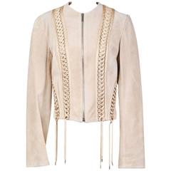 Galliano for Dior Suede Corset Lace Up Jacket circa late 1990s