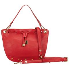Red MCM Leather Shoulder Bag