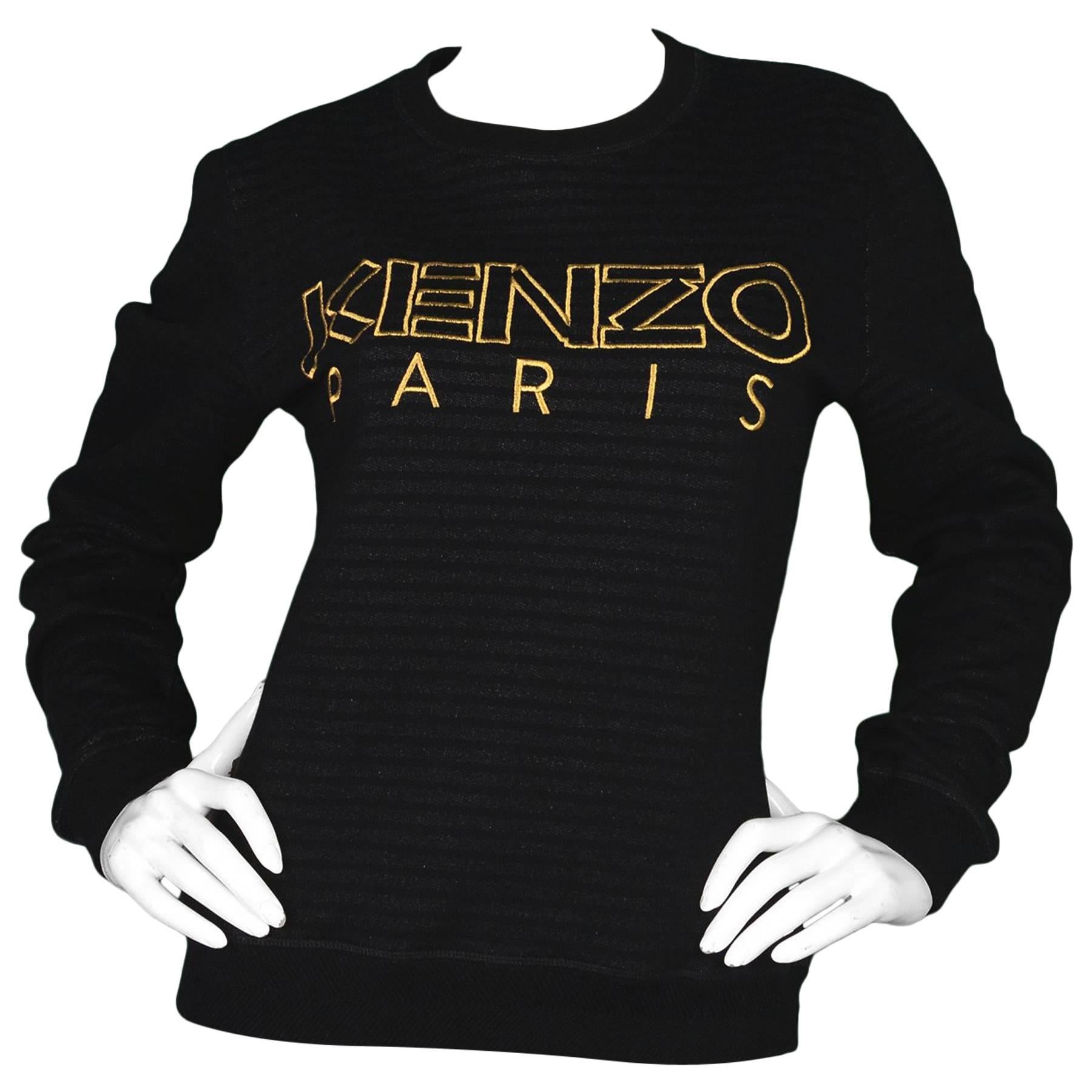 Kenzo NEW Black Cotton Sweatshirt sz L