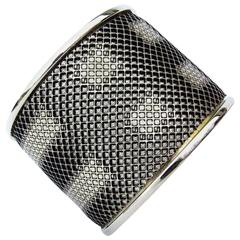 GORGEOUS Burberry Nova Check Cuff Bracelet Black Gold RARE 2