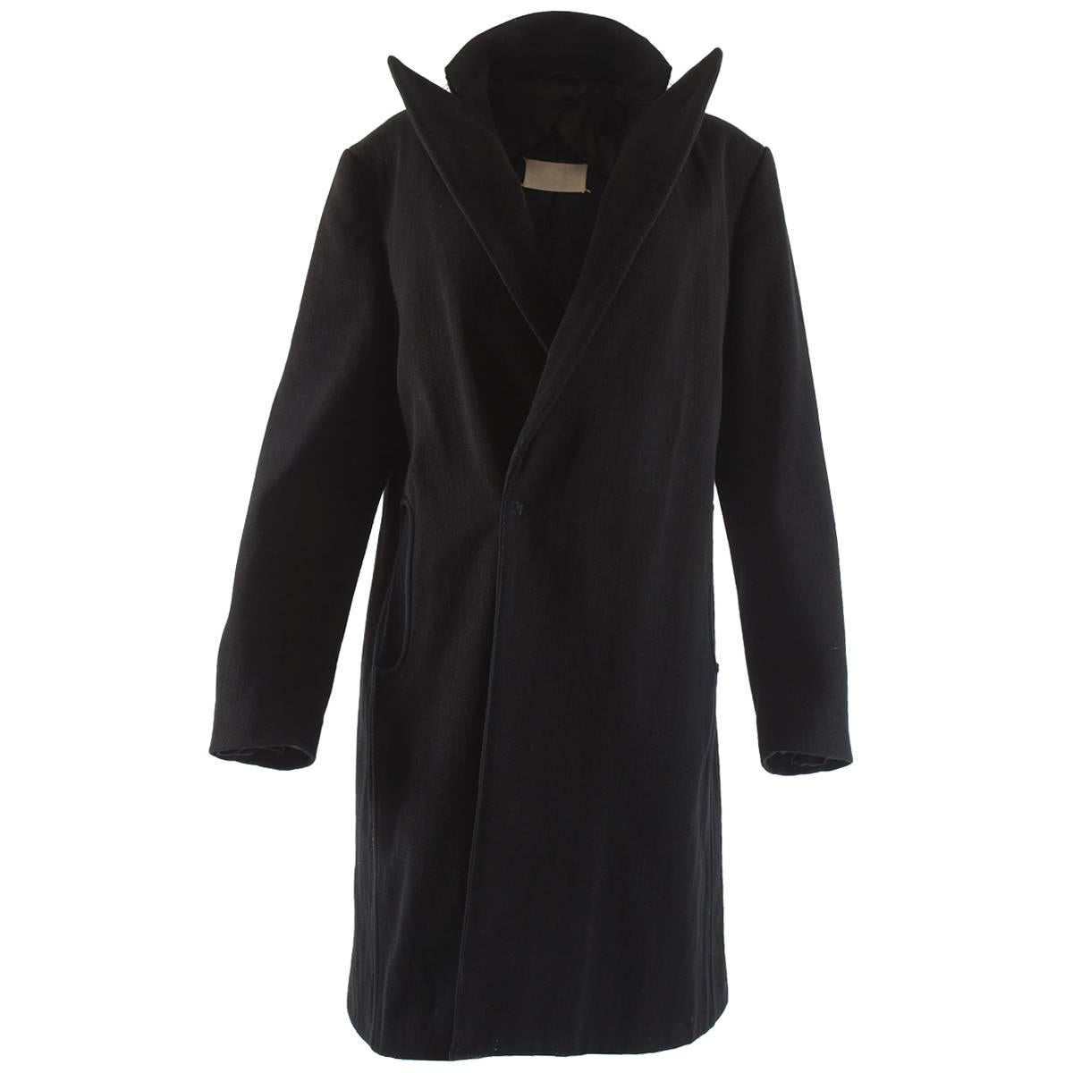 Martin Margiela black wool coat with exaggerated collar, fw 1996