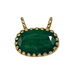 Pendentif Emeraude Certifiée 3.40ct Pendentif Emeraude Naturelle Or 14k Hallmark