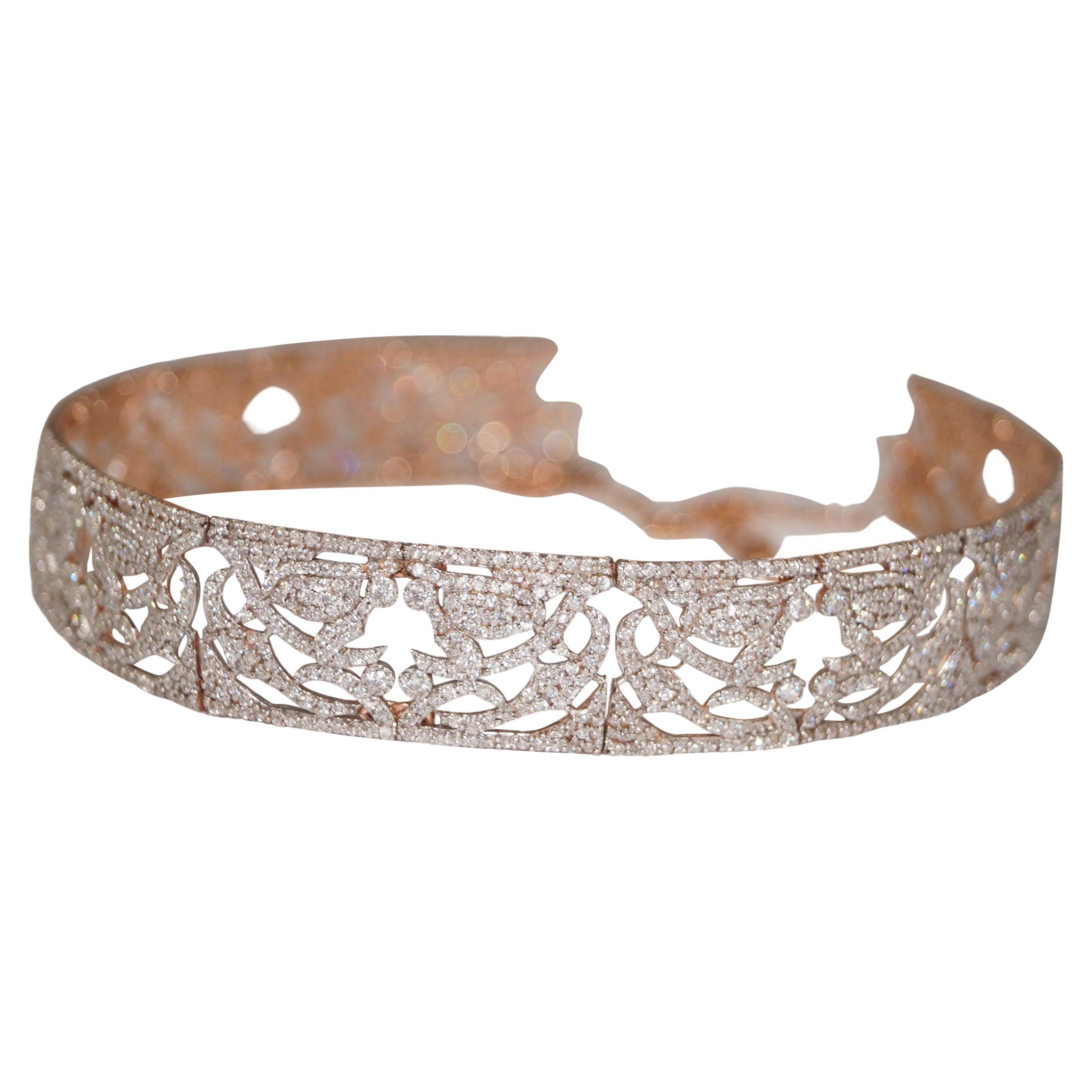 Natural white topaz sterling silver rose gold plated choker necklace