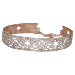 Natural white topaz sterling silver rose gold plated choker necklace