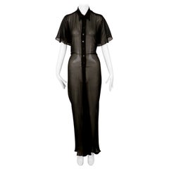 JEAN PAUL GAULTIER - Robe noire transparente avec capelet et dos bustier, années 1990
