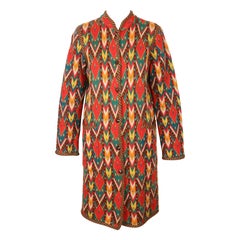 1980 Yves Saint Laurent manteau pull-over Ikat RUNWAY lumineux