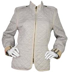 Burberry Brit Beige Nylon Quilted Jacket sz XL 10