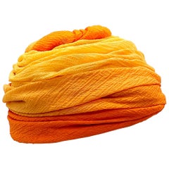 Julie, Inc. Couture 1960s Orange Ombré Silk Organza 60s Vintage Turban Hat