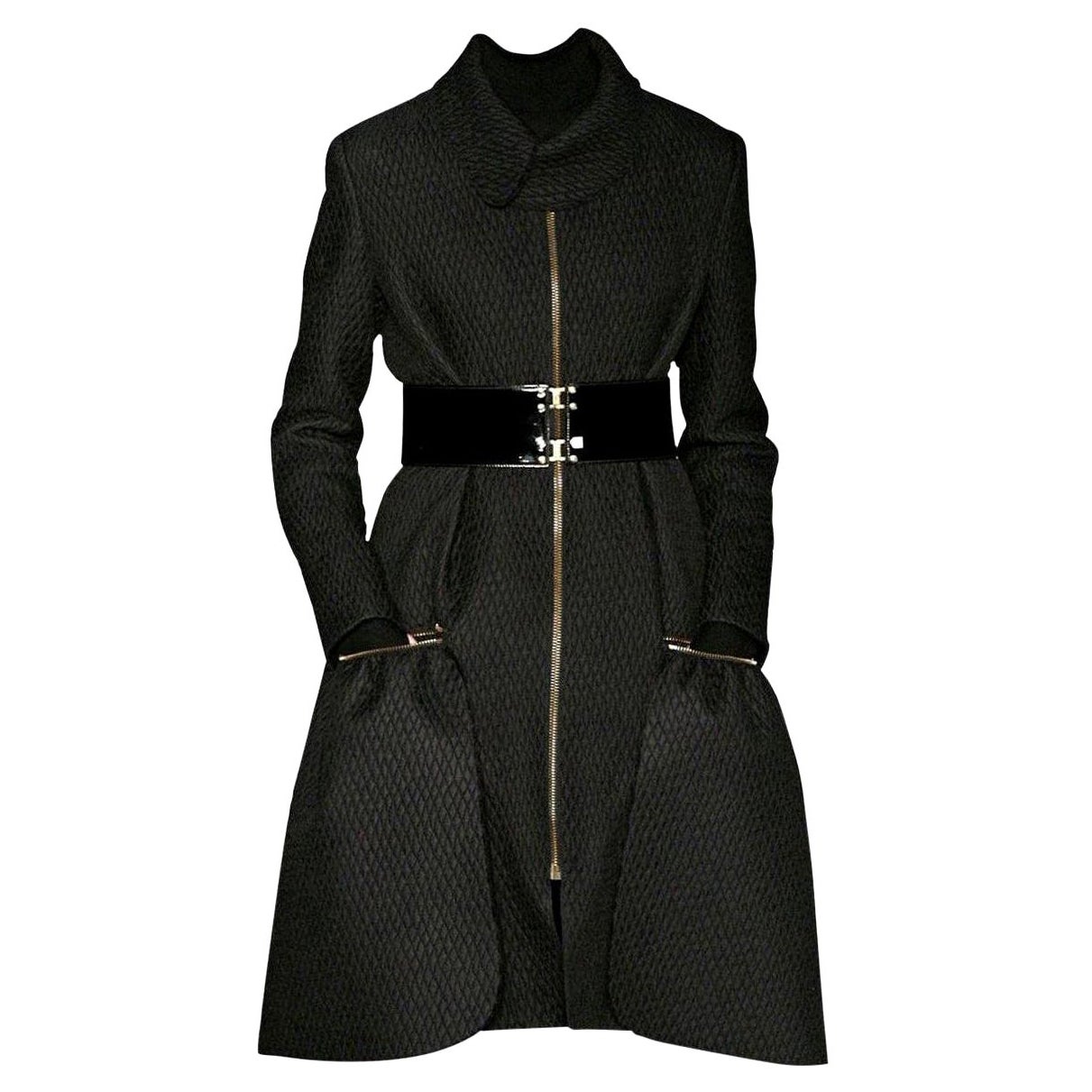 New Yves Saint Laurent YSL A/I 2008 Naomi Campbell Quilted Coat Dress Sz Fr42