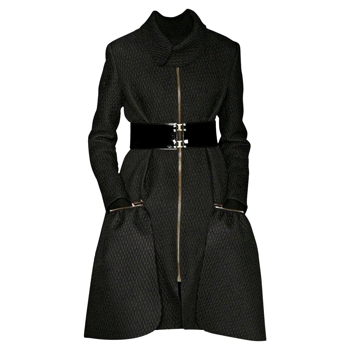 New Yves Saint Laurent YSL A/I 2008 Naomi Campbell Quilted Coat Dress Sz Fr42