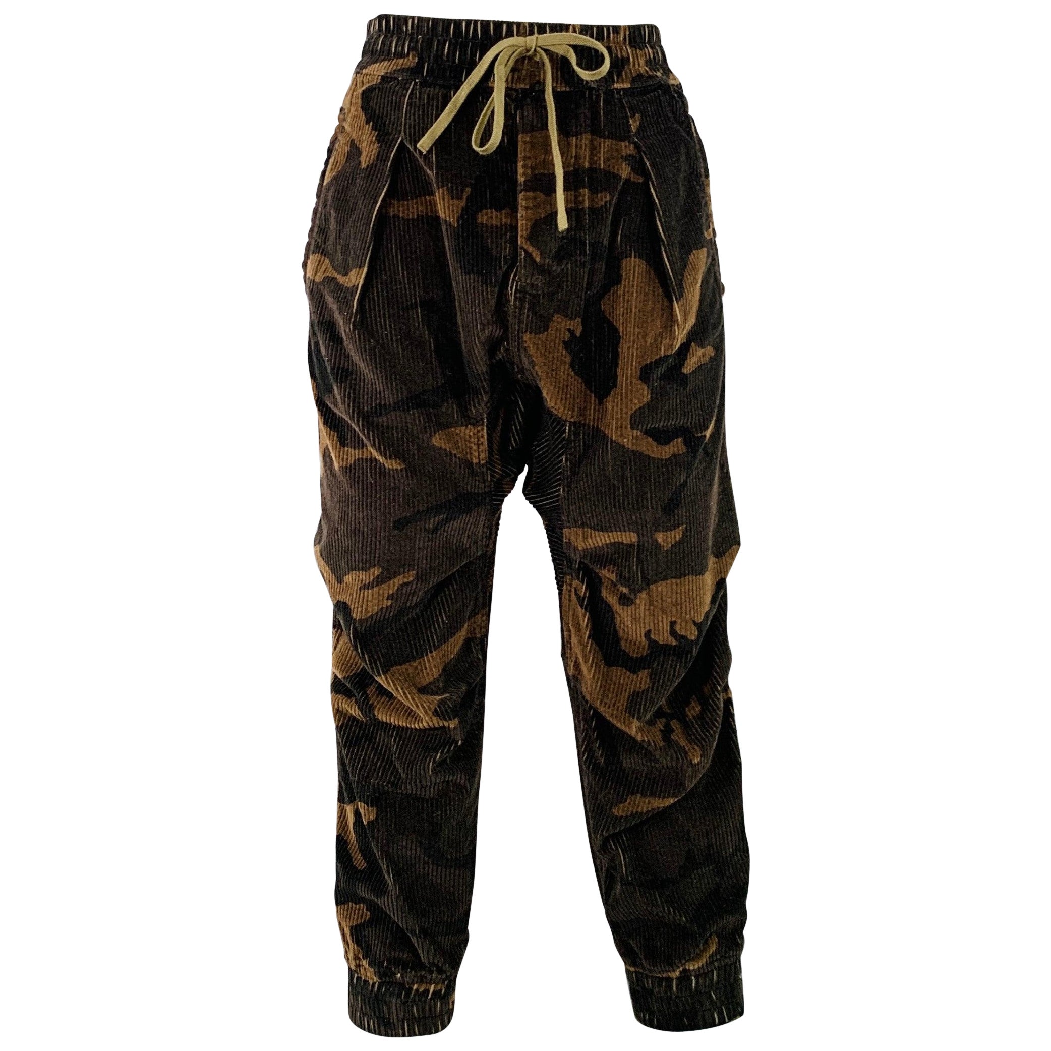 R13 Size XS Brown Taupe Cotton Camouflage Elastic Waistband Casual Pants For Sale