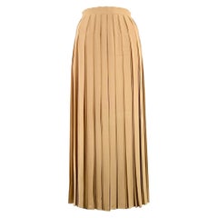 THE ROW Size 2 Camel Silk Crepe Pleated Long Skirt