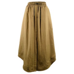 LOEWE Size 4 Green Olive Silk Elastic Waistband Asymmetrical Hem Skirt
