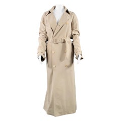 PRADA Zweireihiger Trenchcoat aus Schurwolle in Beige, Größe 8