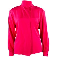 CHRISTIAN DIOR Size 14 Pink Fuchsia Silk Padded Dress Top