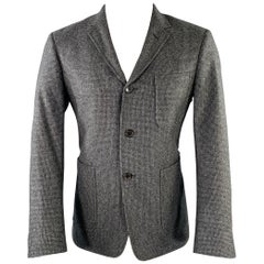 BLACK FLEECE Size 40 Grey Charcoal Grid Wool Notch Lapel Sport Coat