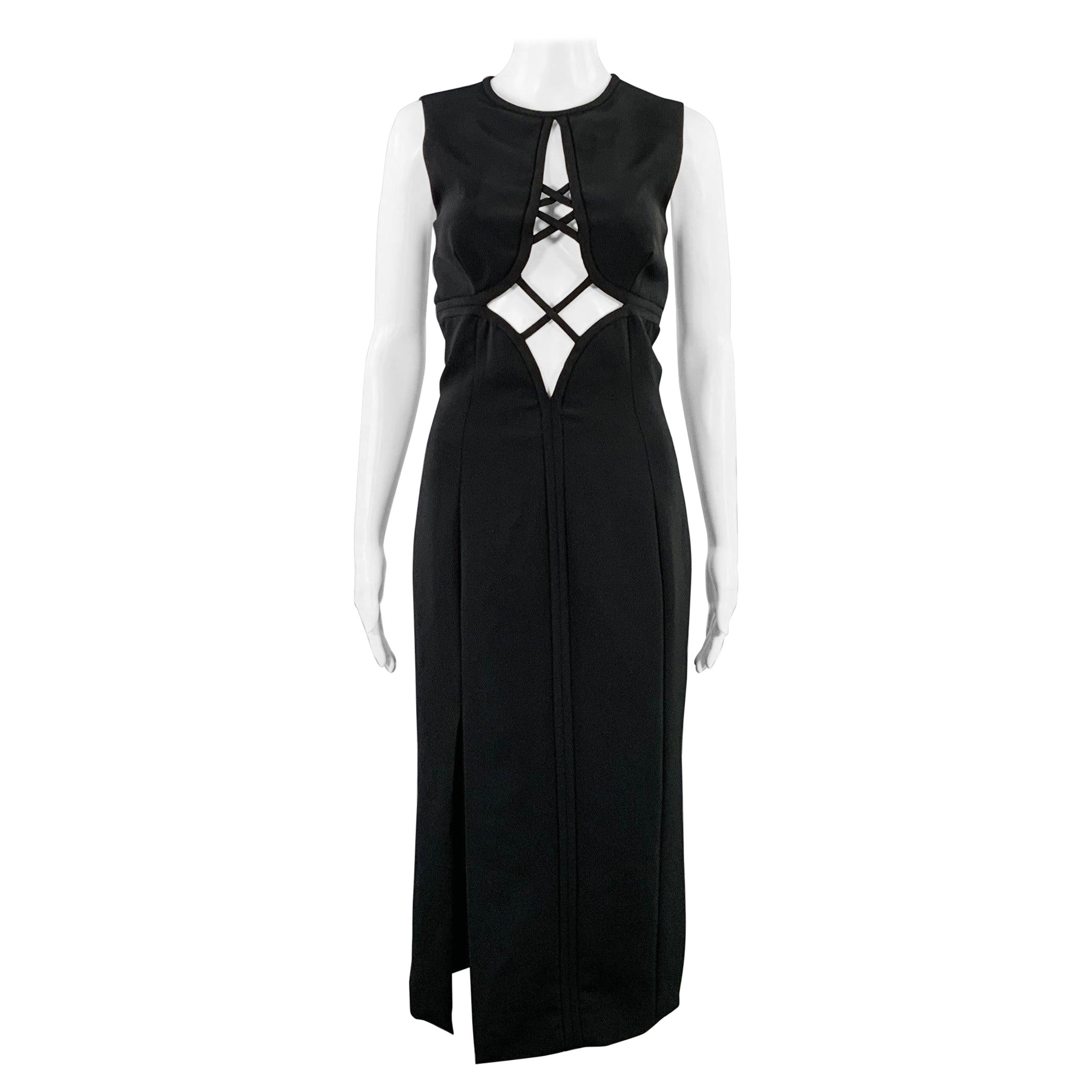 PRABAL GURUNG Size S Black Silk Cut Out Sleeveless Cocktail Dress For Sale