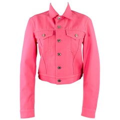 HELMUT LANG Größe S Rosa Truckerjacke aus Baumwollmischung
