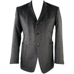BLACK FLEECE Size 46 Charcoal Camel Hair Notch Lapel Sport Coat