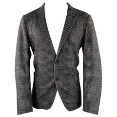 ARMANI COLLEZIONI Talla 40 Gris Carbón A Cuadros Mezcla Lana Abrigo Deportivo