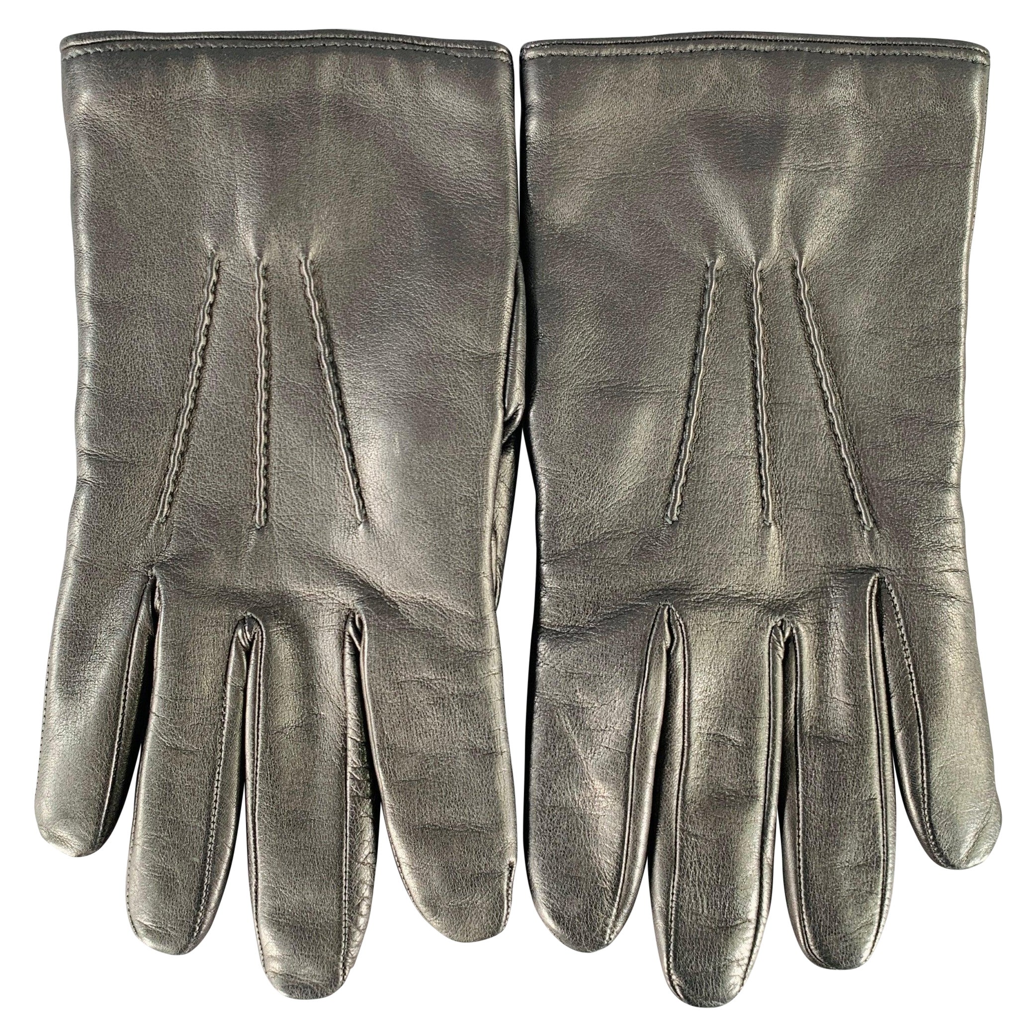 YVES SAINT LAURENT Taille 10 Gants en cuir noir