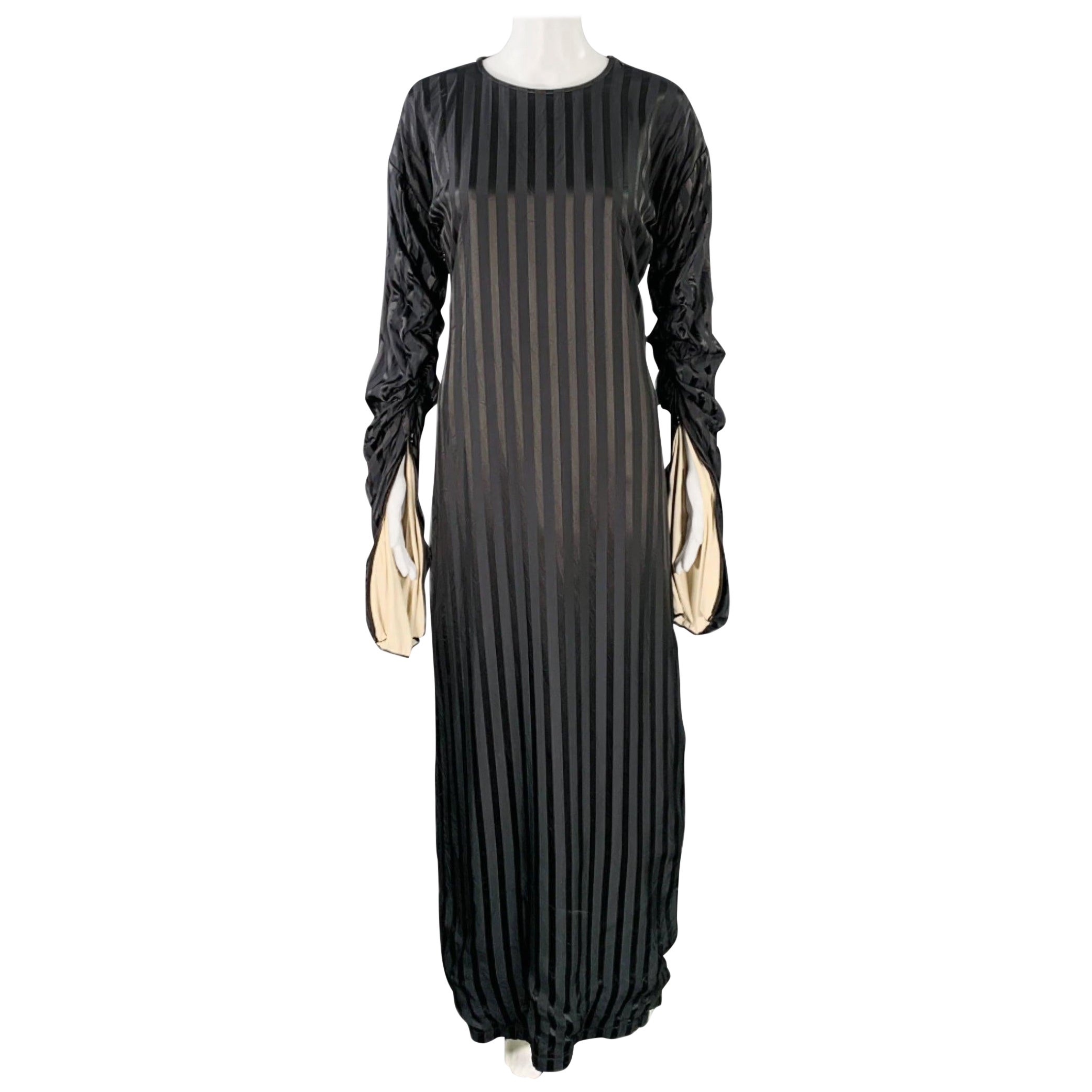 JEAN PAUL GAULTIER Taglia M Vestito a maniche lunghe in misto acetato nero a righe