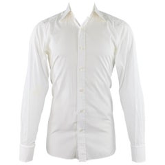 TOM FORD Size M White Cotton Curved Cutaway French Cuffs Long Sleeve Shirt