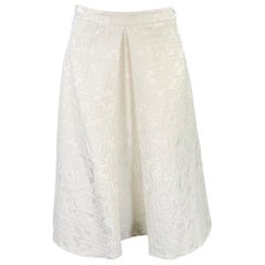 KAREN MILLEN Taglia 6 Gonna Midi A-Line in misto cotone bianco con motivi floreali