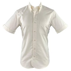 Chemise à manches courtes en coton blanc marine à une poche, taille M