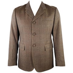 PRADA Größe 42 Brown Mustard Window Pane Single Breasted Sport Coat