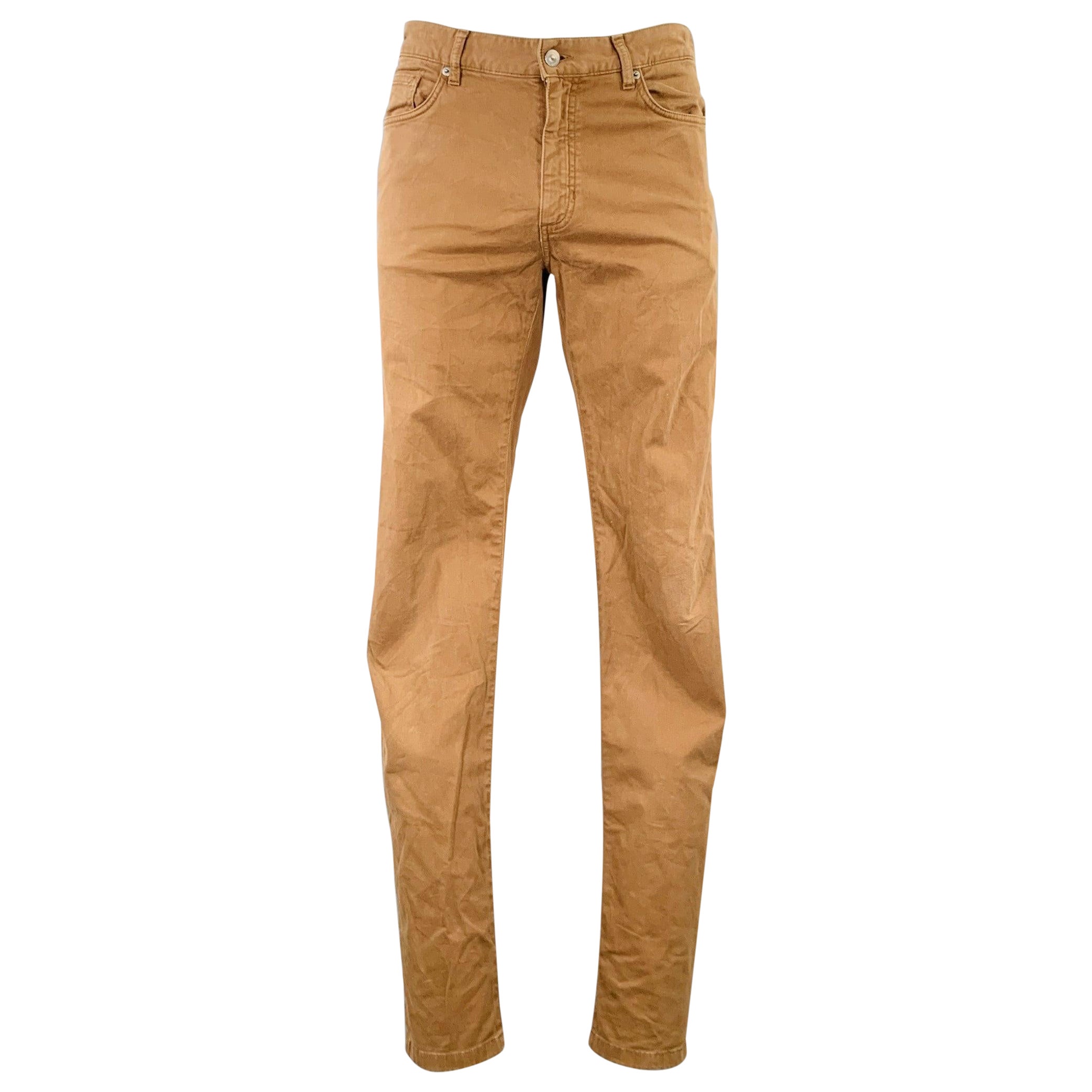 ERMENEGILDO ZEGNA Größe 34 Tan Twill Baumwollmischung Fünf Taschen Casual Hose aus Baumwollmischung