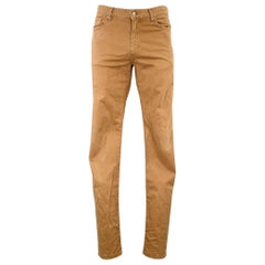 Ermenegildo Zegna Taglia 34 Pantaloni casual cinque tasche in twill di cotone Tan
