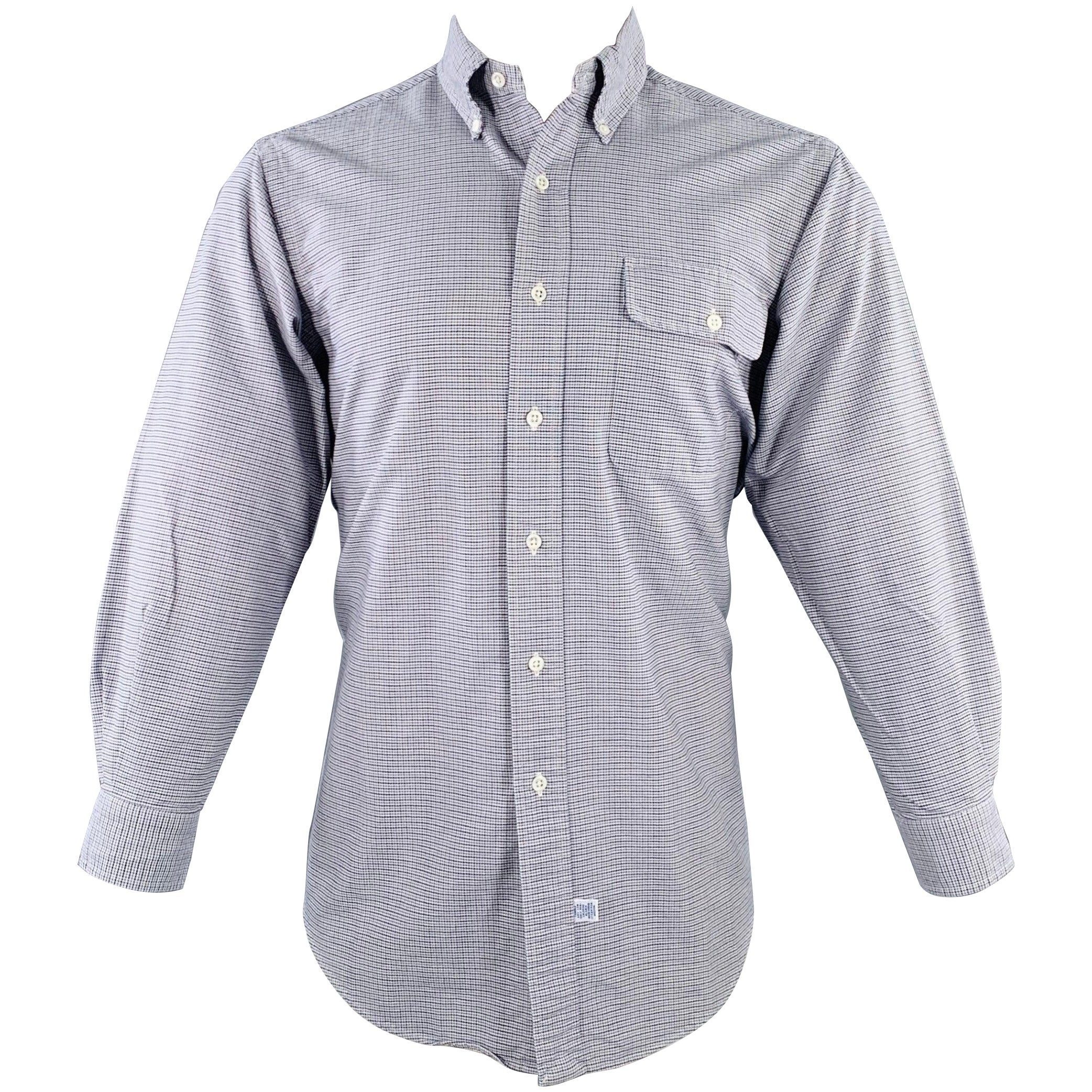 RALPH LAUREN Size M Blue Red Woven Cotton One Pocket Long Sleeve Shirt For Sale