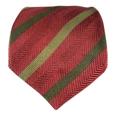 Cravate LUCIANO BARBERA bordeaux olive à rayures diagonales