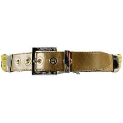 DOLCE & GABBANA Size 34 Brown Green Mixed Fabrics Leather Rope Belt