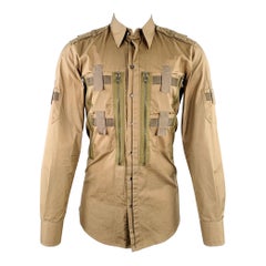 DOLCE & GABBANA, chemise utilitaire à manches longues en coton brun clair, taille M