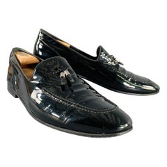 GUCCI Size 11.5 Black Patent Leather Tassel Loafers