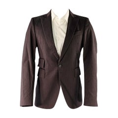 CoSTUME NATIONAL Talla 38 Marrón Gris Traje de raya diplomática de lana de un solo botón