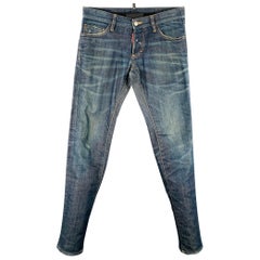 DSQUARED2 Size 30 Blue Distressed Contrast Stitch Jeans