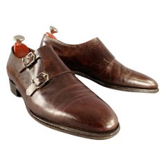 JOHN LOBB Größe 10.5 Brown Leder Double Monk Strap Loafers
